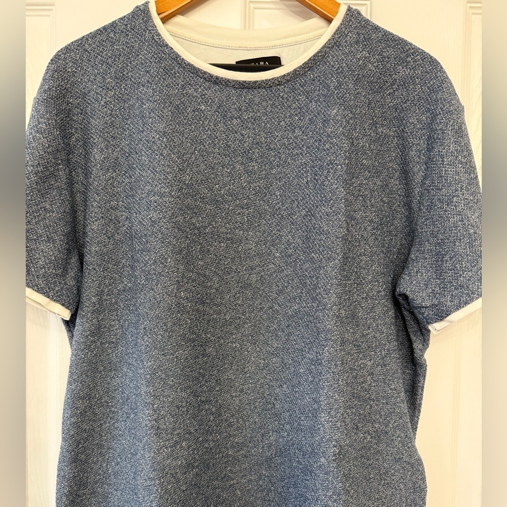 Zara White Crewneck Tee with Black Label